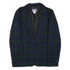 PENDLETON Womens Black Green Wool Check Blazer Jacket L Button Closure