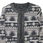 IN VOGUE Womens Black & White Geometric Pattern Jacket M Polyester Blend Button