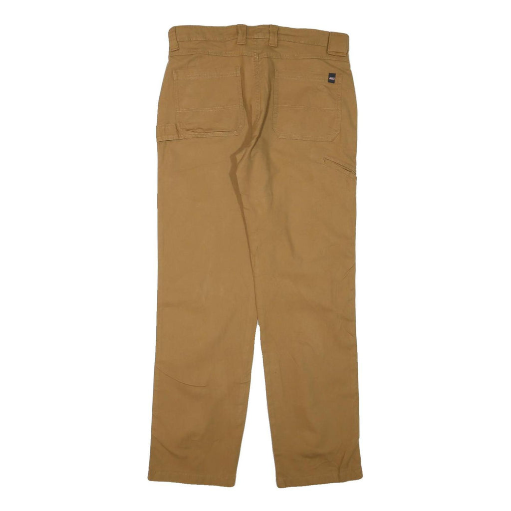 DICKIES Mens Cotton Blend Slim Beige Workwear Trousers W32 L31 Zip Pocket