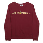 DISNEY Womens Maroon Winnie The Pooh Crew Neck XS Cotton Blend Sweatshirt