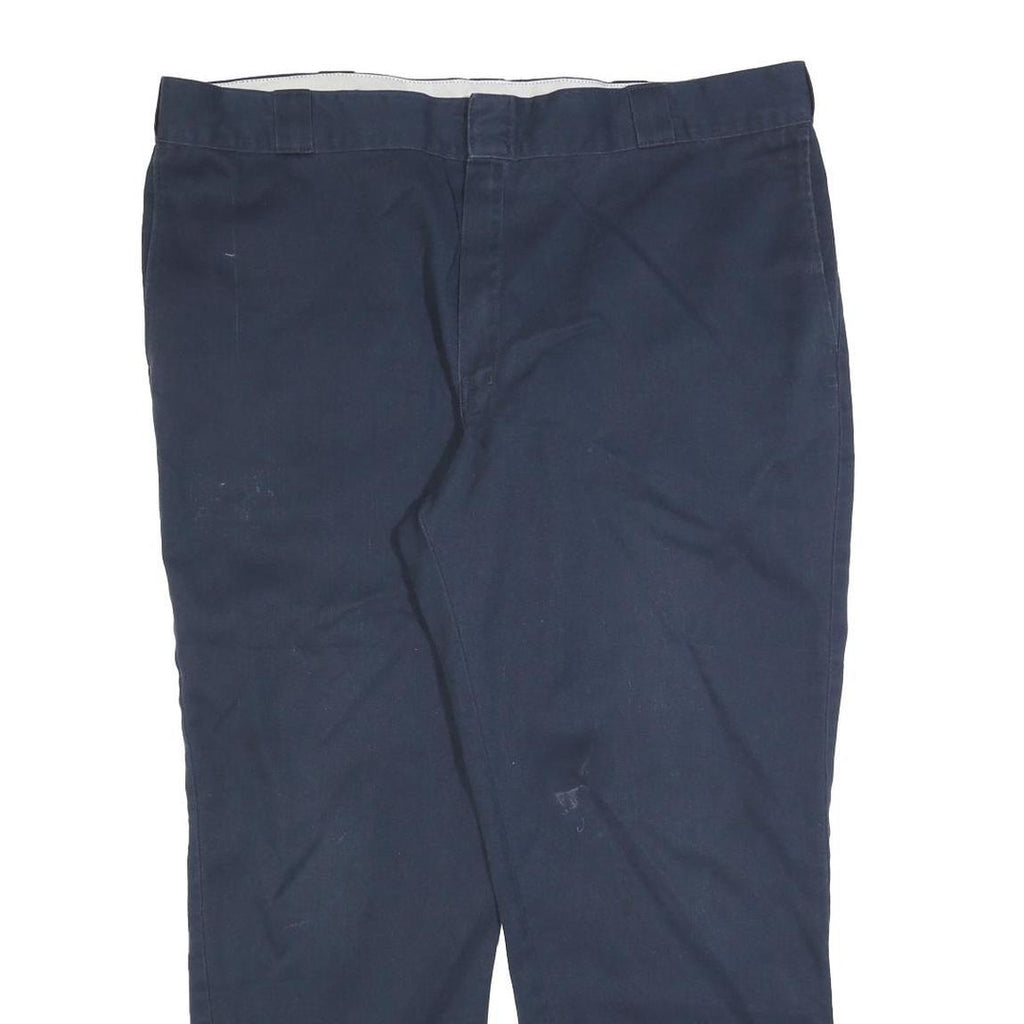 DICKIES Mens Cotton Blend Navy Relaxed Straight Trousers W40 L30 Workwear Zip