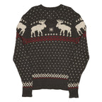 POLO RALPH LAUREN Mens Brown & Cream Patterned V-Neck Jumper Chunky Knit M