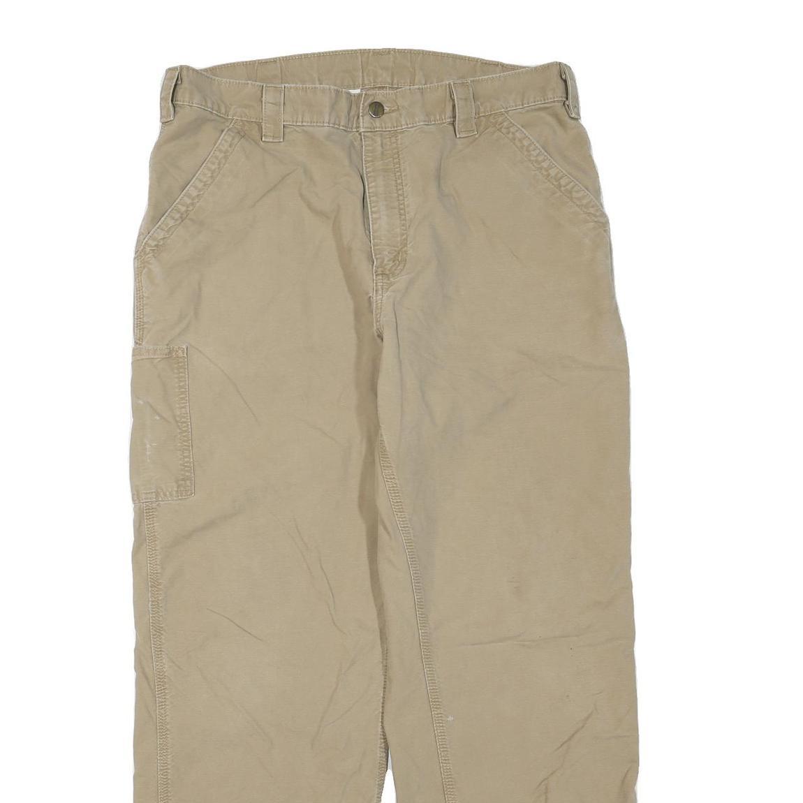 CARHARTT Mens Regular Fit Beige Cotton Blend Straight Leg Trousers W36 L32
