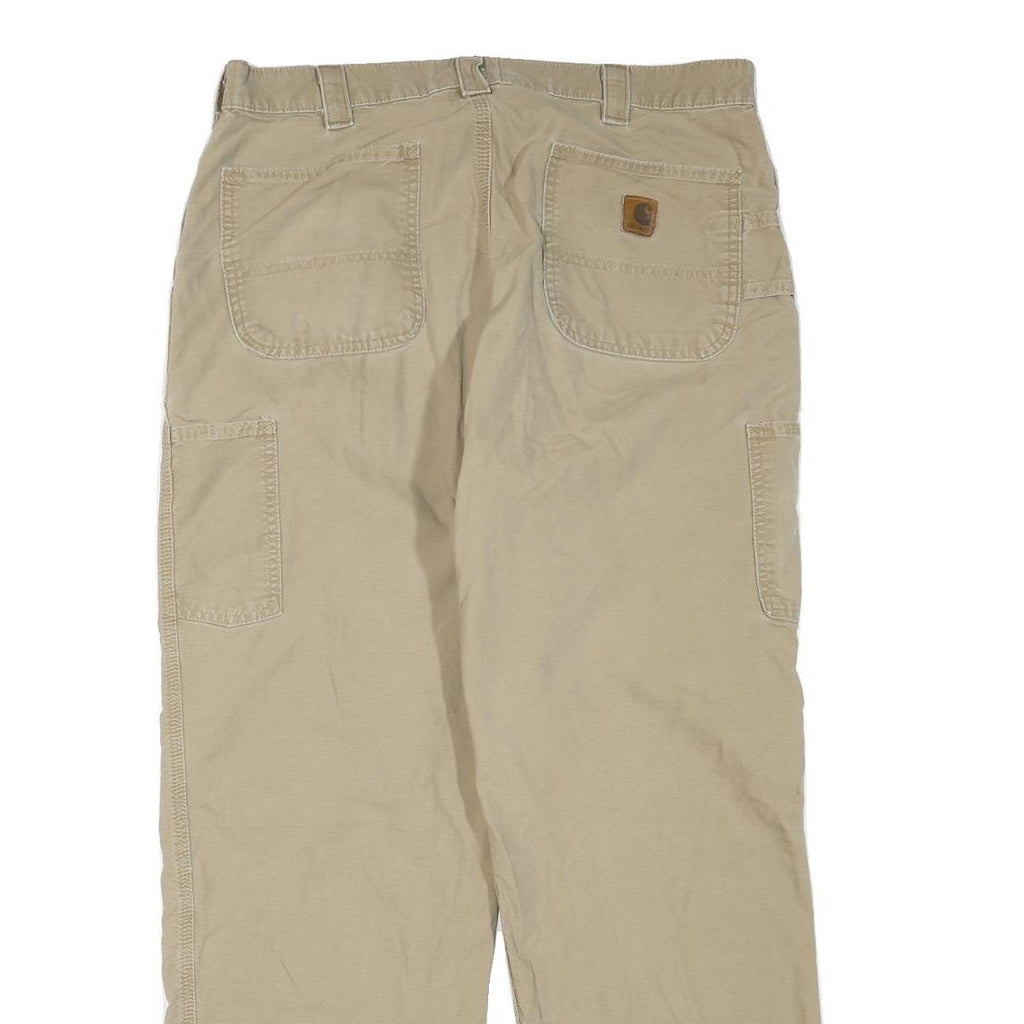 CARHARTT Mens Regular Fit Beige Cotton Blend Straight Leg Trousers W36 L32