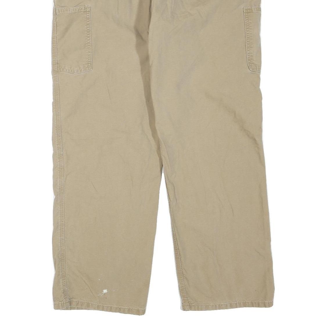 CARHARTT Mens Regular Fit Beige Cotton Blend Straight Leg Trousers W36 L32