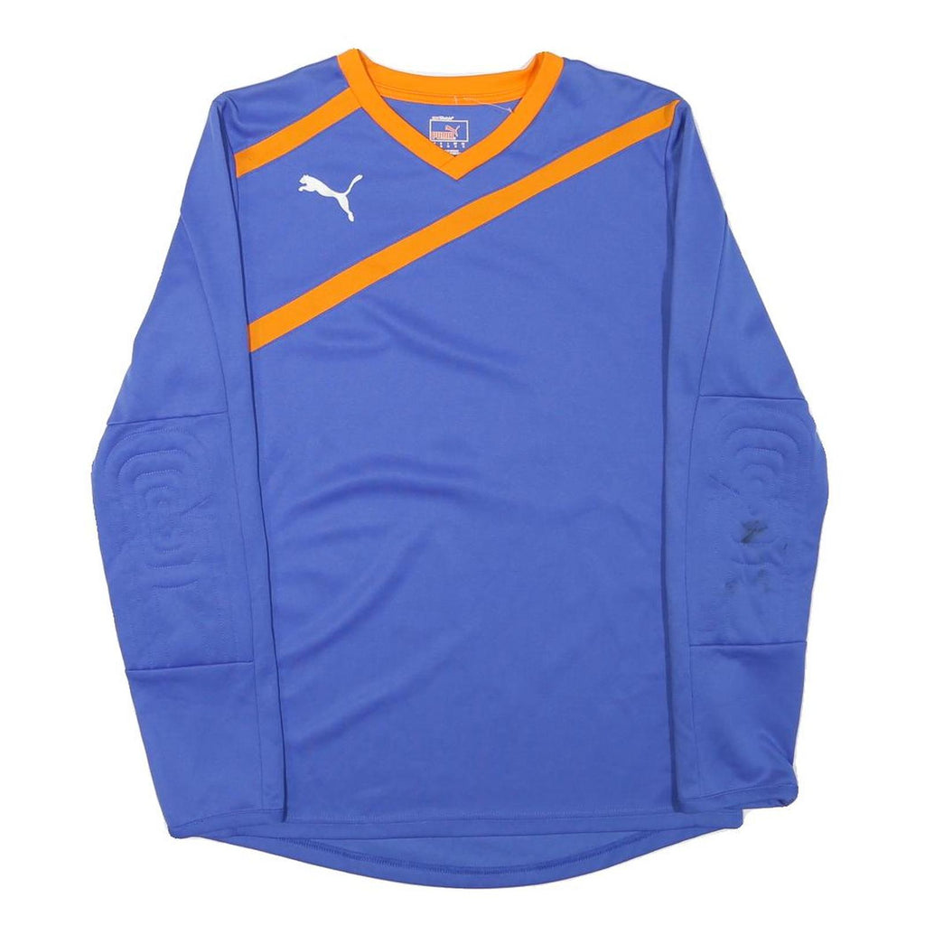 PUMA Mens Blue & Orange V-Neck Sweatshirt M Sportswear Polyester Blend Long