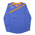 PUMA Mens Blue & Orange V-Neck Sweatshirt M Sportswear Polyester Blend Long