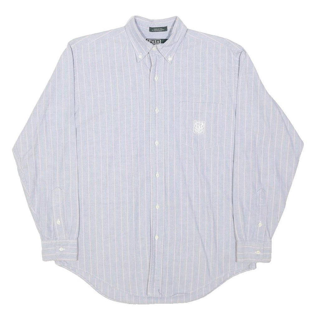 POLO RALPH LAUREN Mens Blue & White Striped Shirt M Button Down Cotton Casual