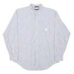 POLO RALPH LAUREN Mens Blue & White Striped Shirt M Button Down Cotton Casual