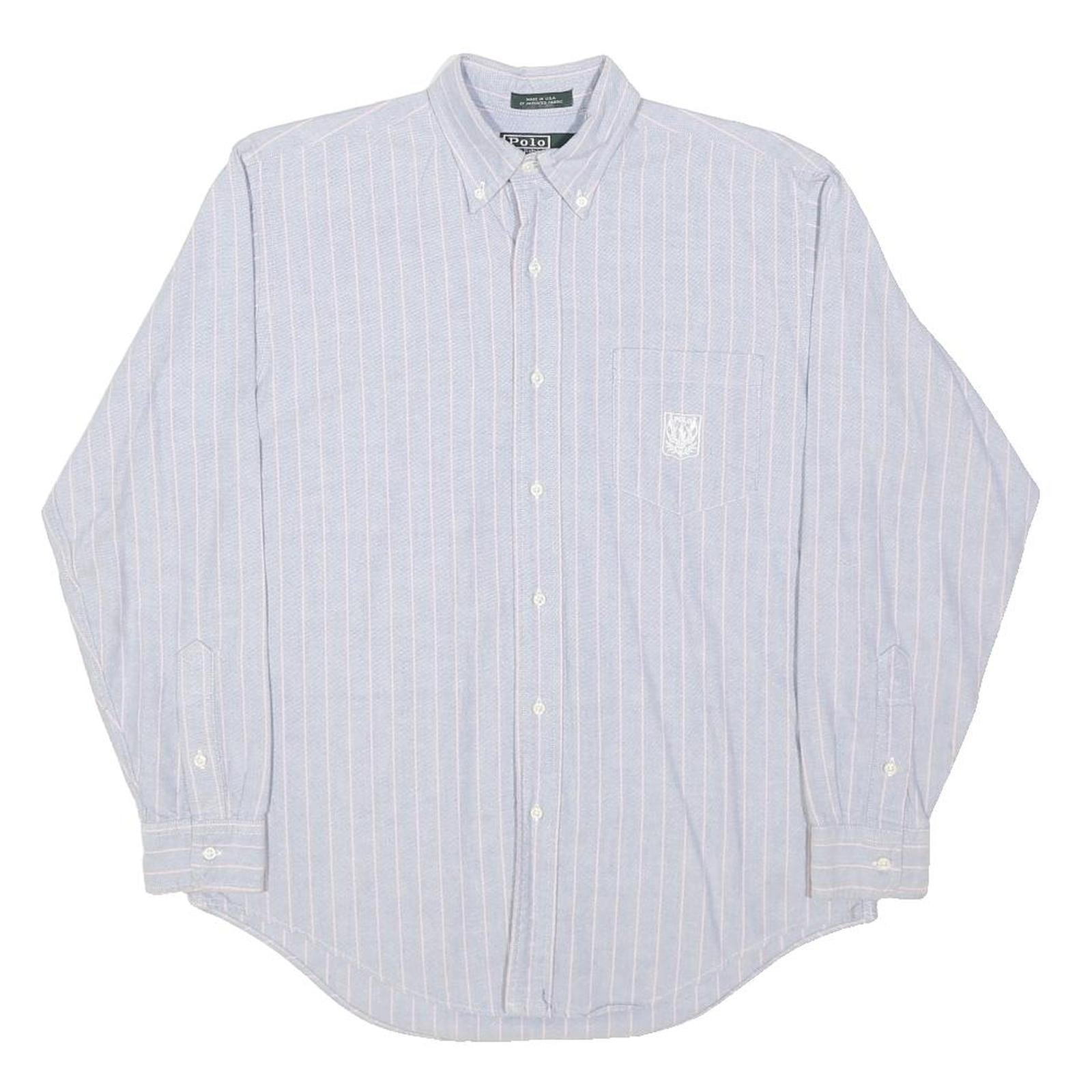 POLO RALPH LAUREN Mens Blue & White Striped Shirt M Button Down Cotton Casual