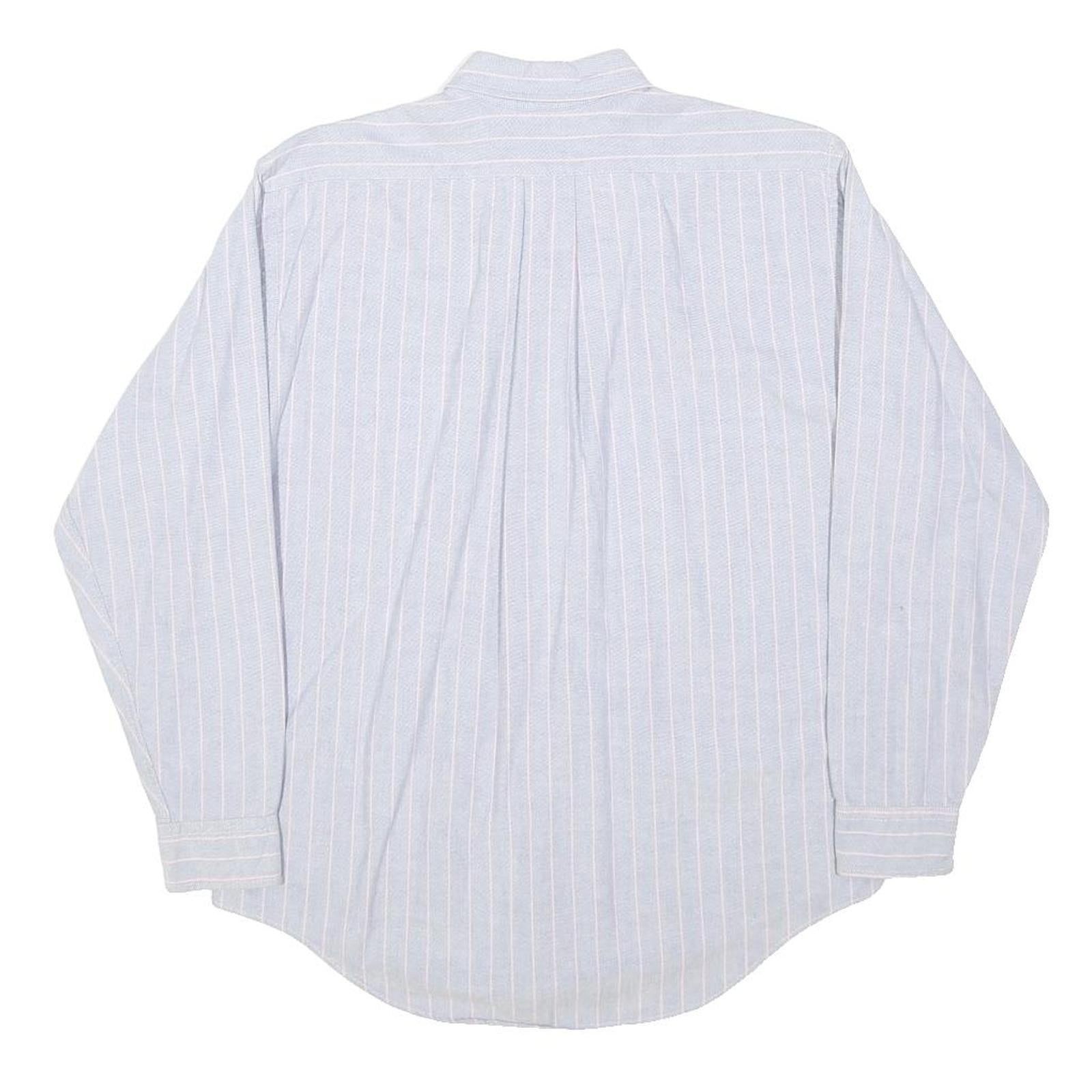 POLO RALPH LAUREN Mens Blue & White Striped Shirt M Button Down Cotton Casual