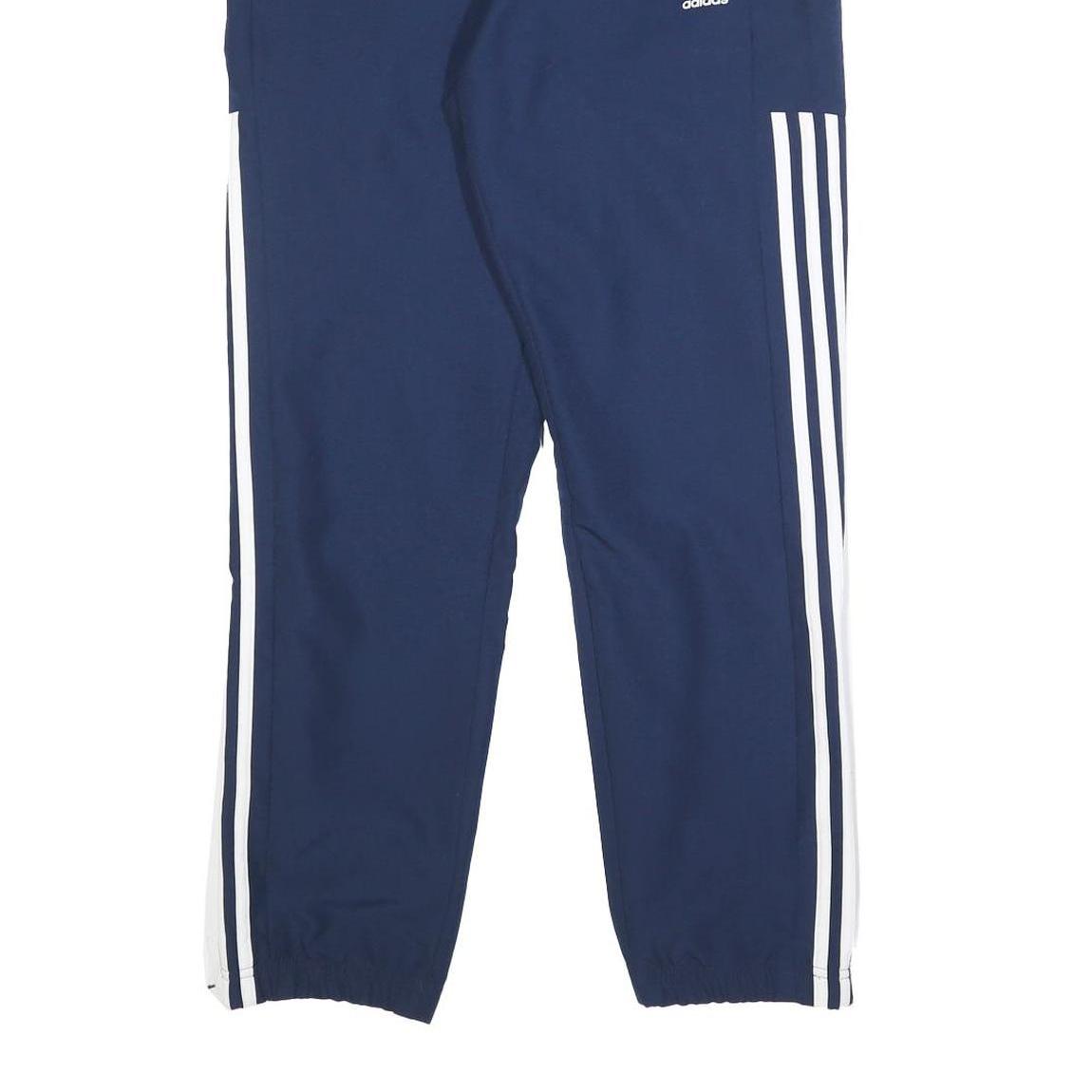 ADIDAS Mens Joggers Blue White Slim Tapered S W25 L30 Sports Track Pants