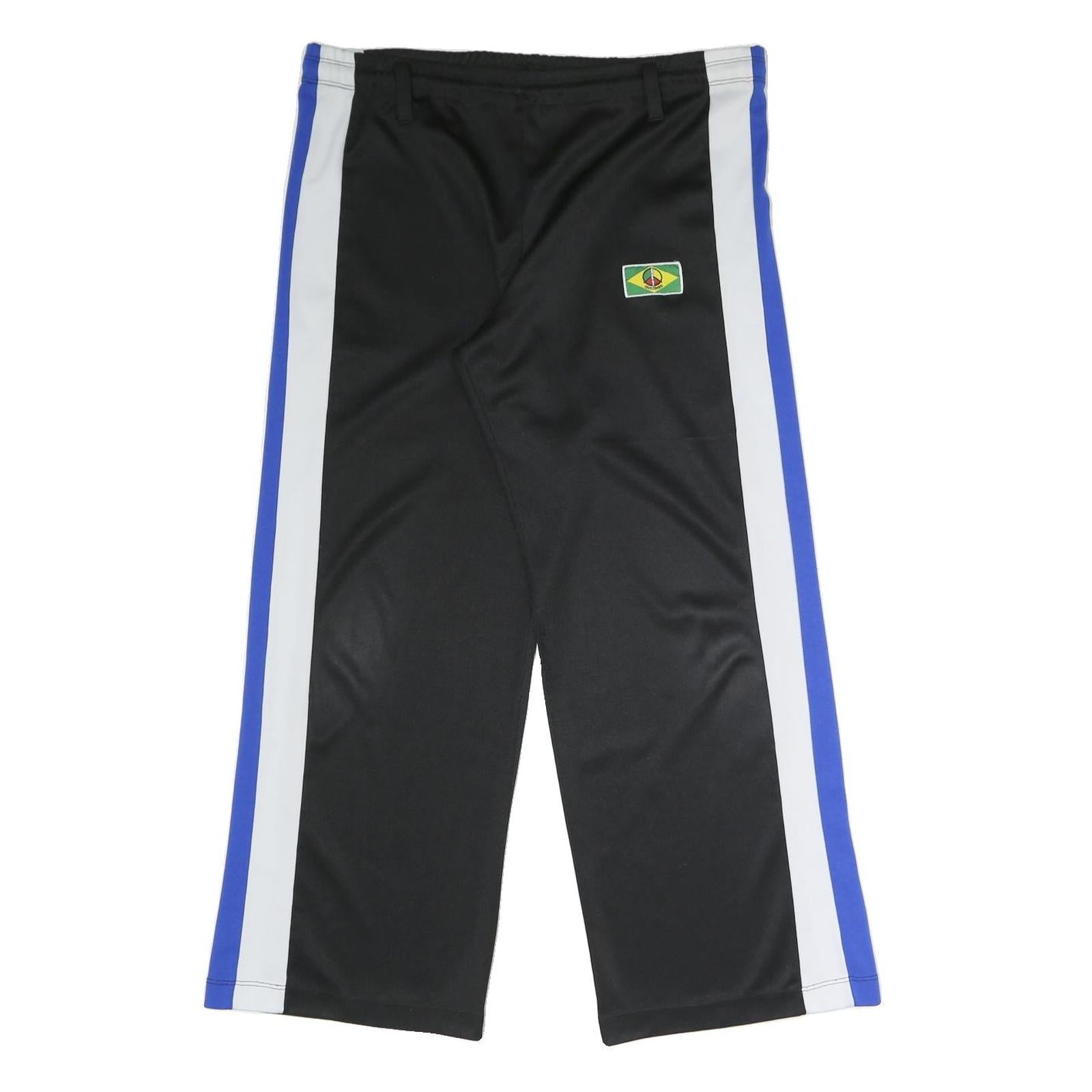 QUILOMBO Mens Joggers Black White & Blue L W37 L29 Polyester Blend Relaxed