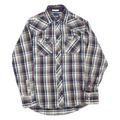 WRANGLER Mens Beige & Navy Plaid Cotton Blend Shirt L Classic Western Style