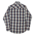 WRANGLER Mens Beige & Navy Plaid Cotton Blend Shirt L Classic Western Style