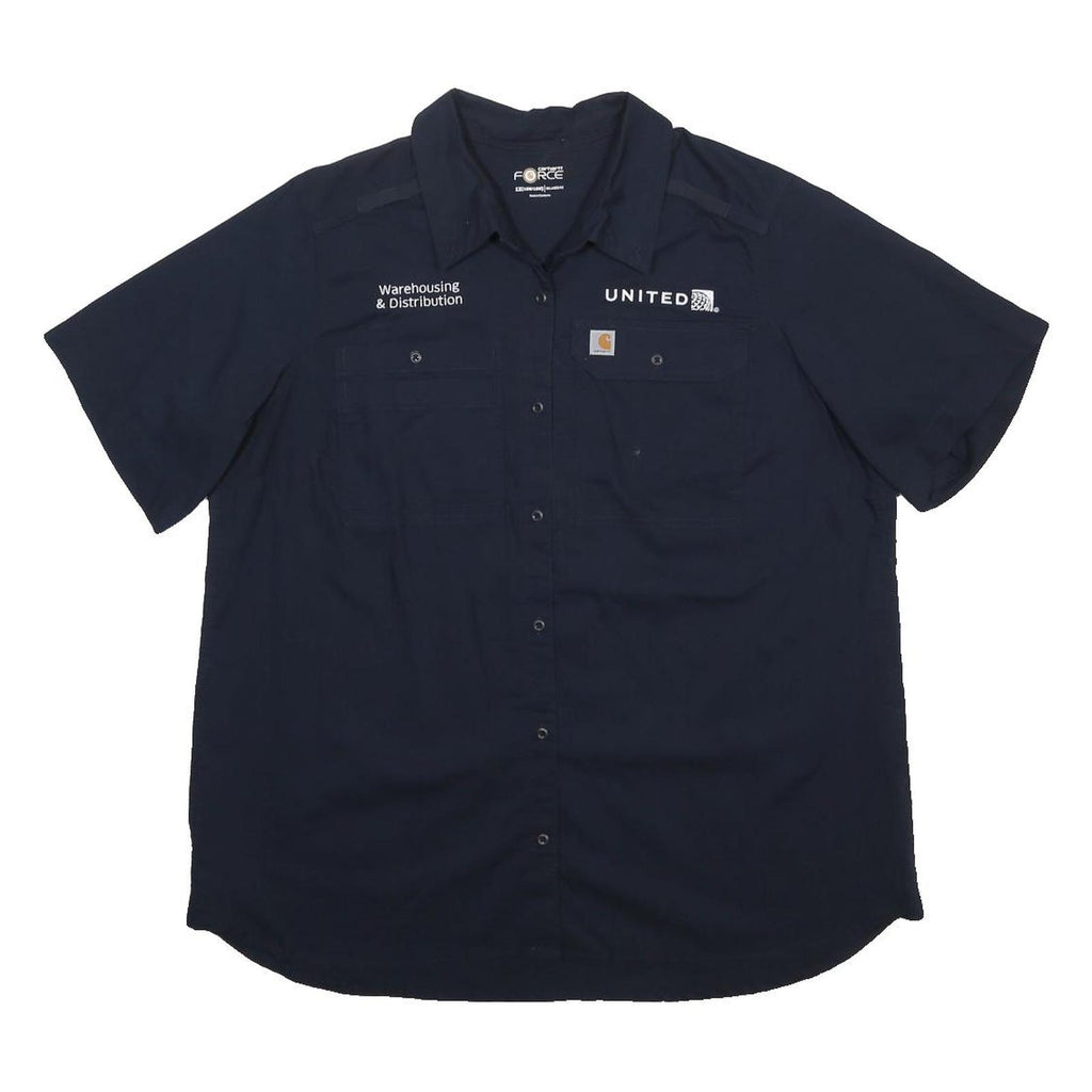 CARHARTT Womens Navy Blue Workwear Shirt XL United Logo Cotton Blend