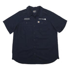 CARHARTT Womens Navy Blue Workwear Shirt XL United Logo Cotton Blend