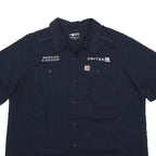 CARHARTT Womens Navy Blue Workwear Shirt XL United Logo Cotton Blend