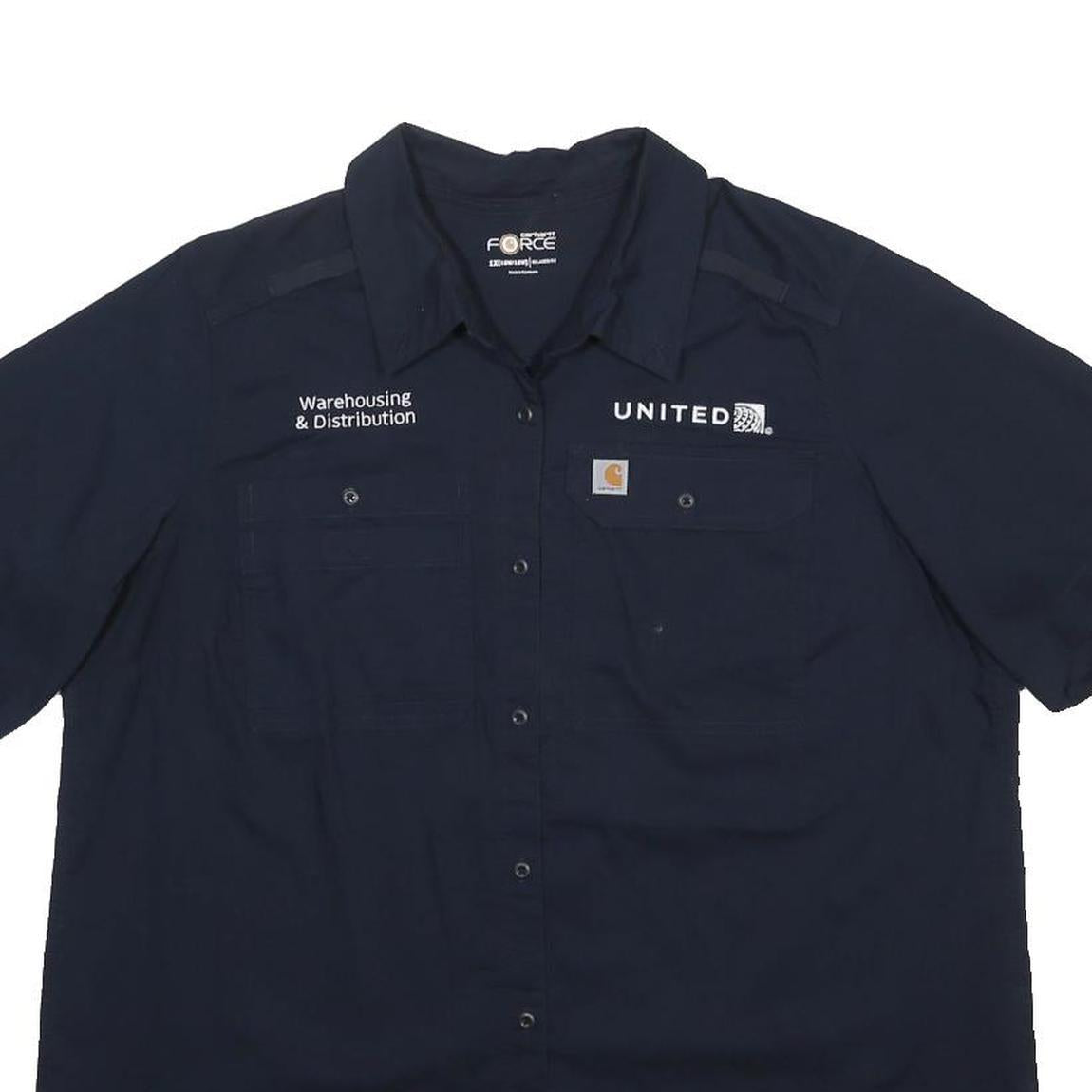 CARHARTT Womens Navy Blue Workwear Shirt XL United Logo Cotton Blend
