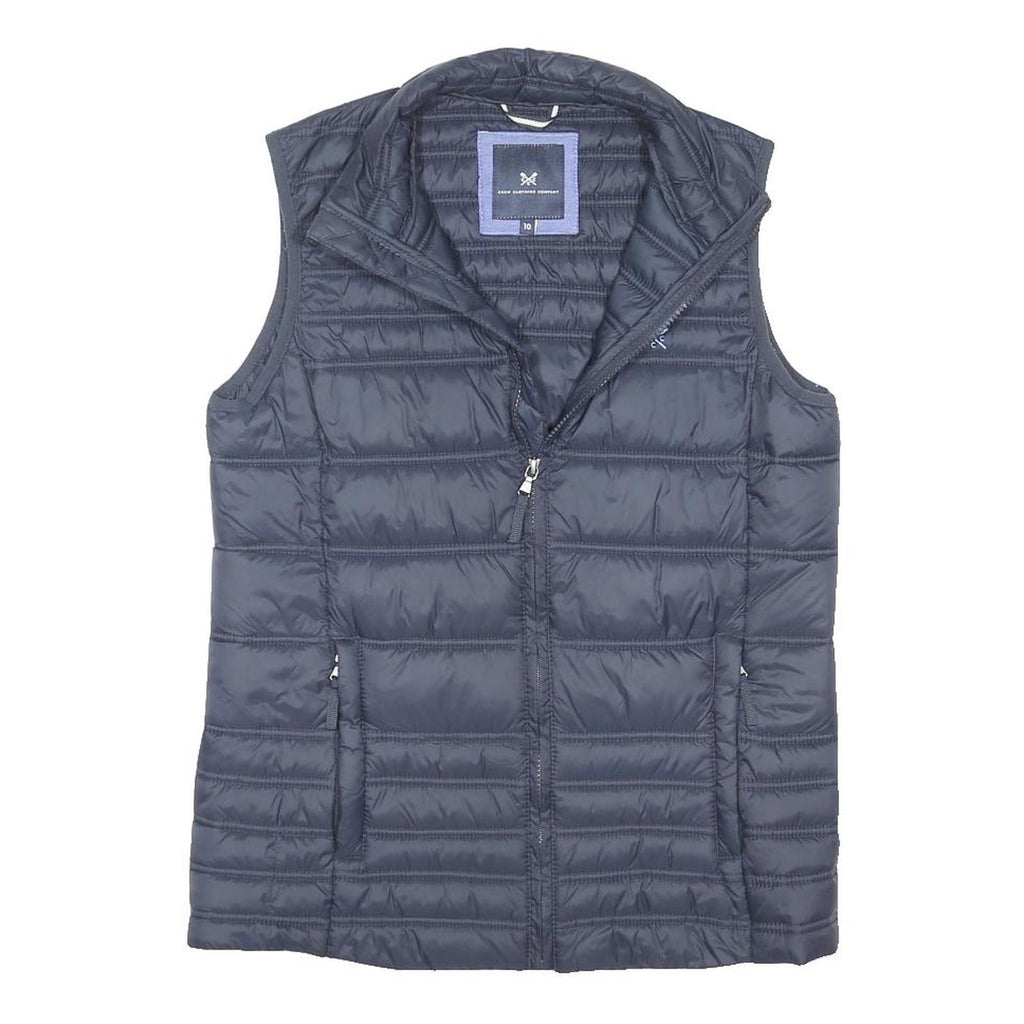 CREW CLOTHING Womens Navy Blue Puffa Jacket UK 10 Polyester Blend Zip Sleeveless