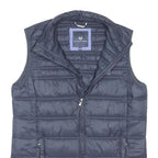 CREW CLOTHING Womens Navy Blue Puffa Jacket UK 10 Polyester Blend Zip Sleeveless