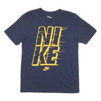 NIKE Mens Navy Blue & Yellow Graphic T-Shirt M Short Sleeve Crew Neck Casual
