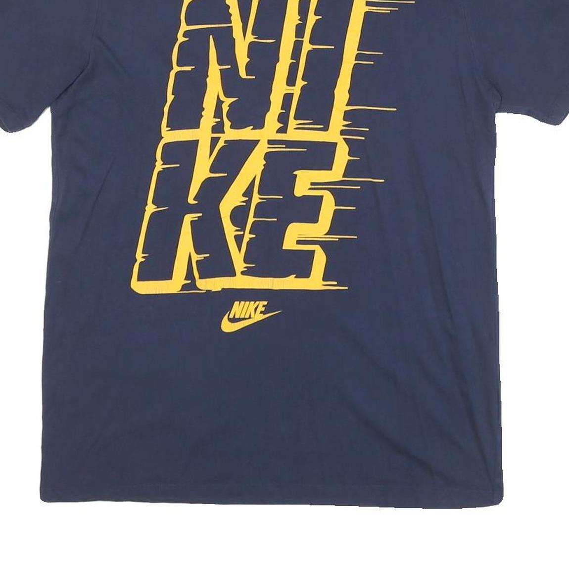 NIKE Mens Navy Blue & Yellow Graphic T-Shirt M Short Sleeve Crew Neck Casual