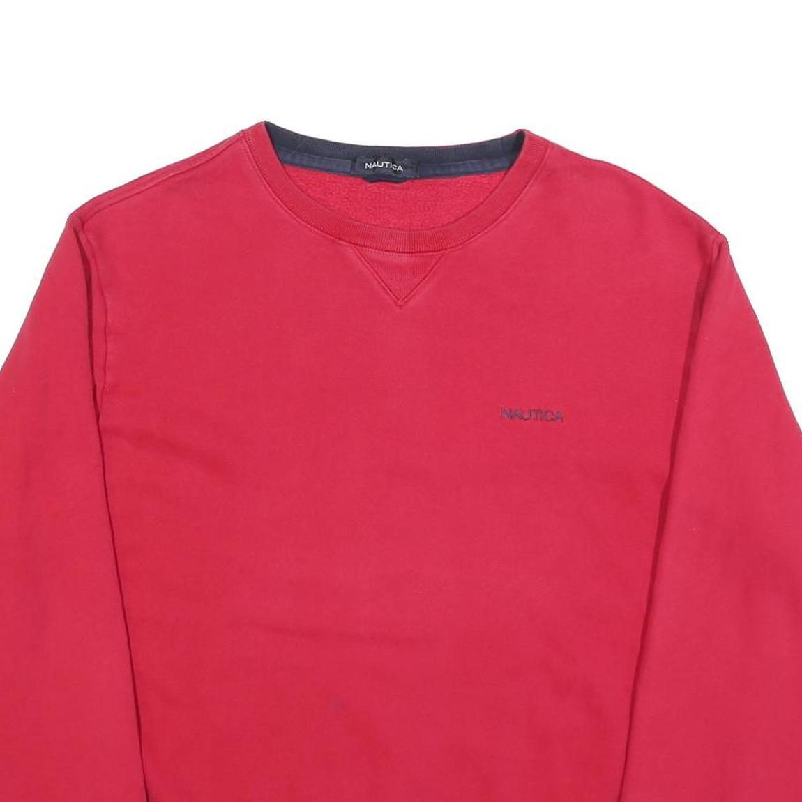 NAUTICA Mens Red Crew Neck L Sweatshirt Cotton Blend Pullover Casual