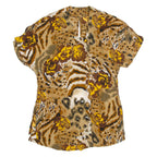 Womens Shirt Top Brown Crazy Pattern M
