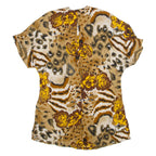 Womens Shirt Top Brown Crazy Pattern M