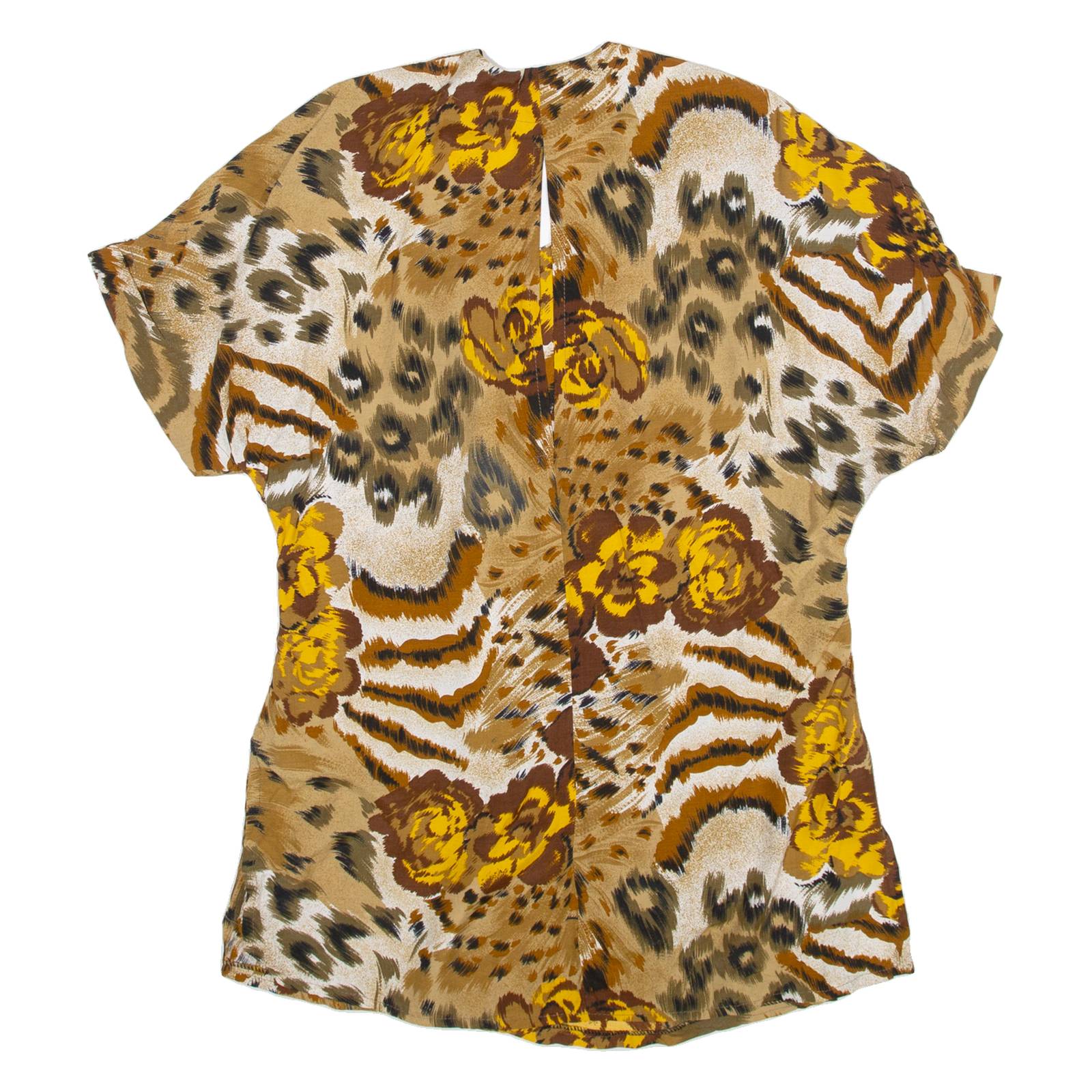 Womens Shirt Top Brown Crazy Pattern M