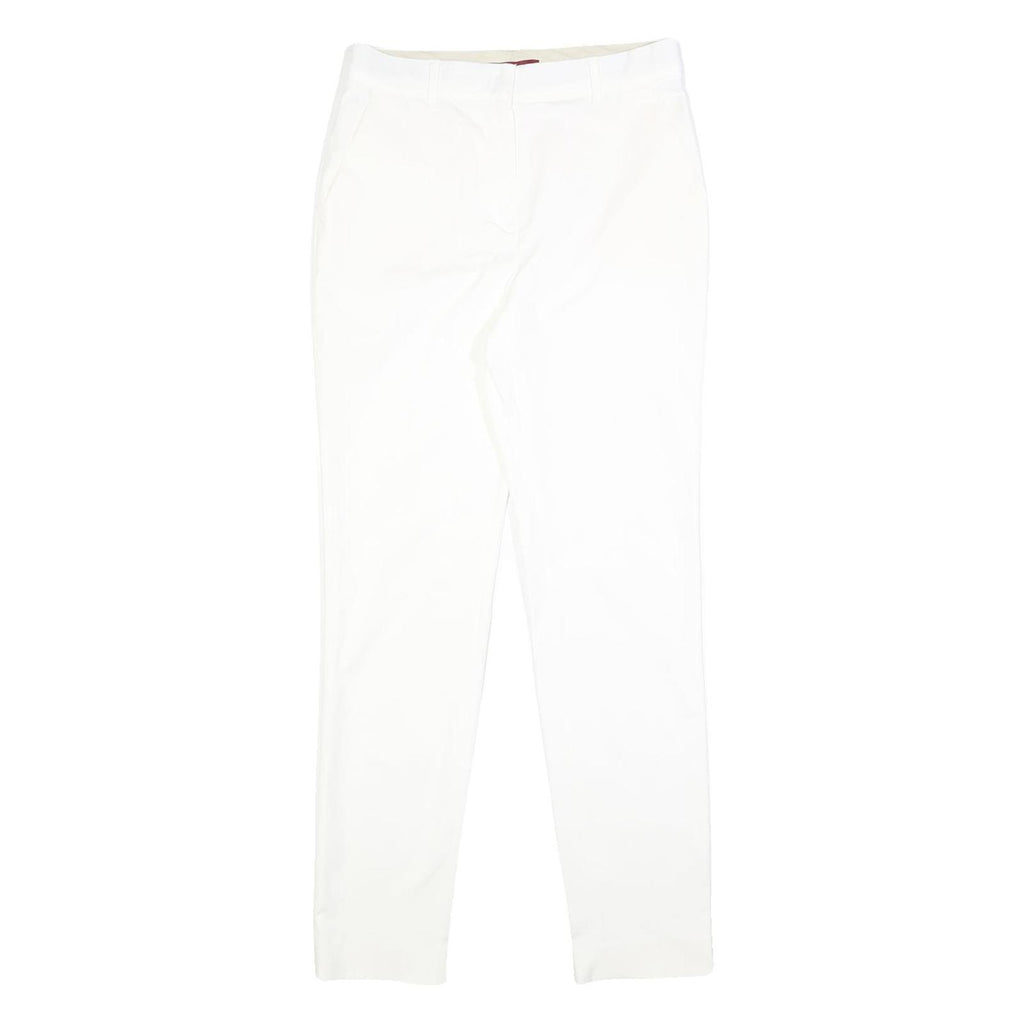 MAX MARA STUDIO Womens Cotton Blend White Slim Trousers W28 L28 Zip Closure
