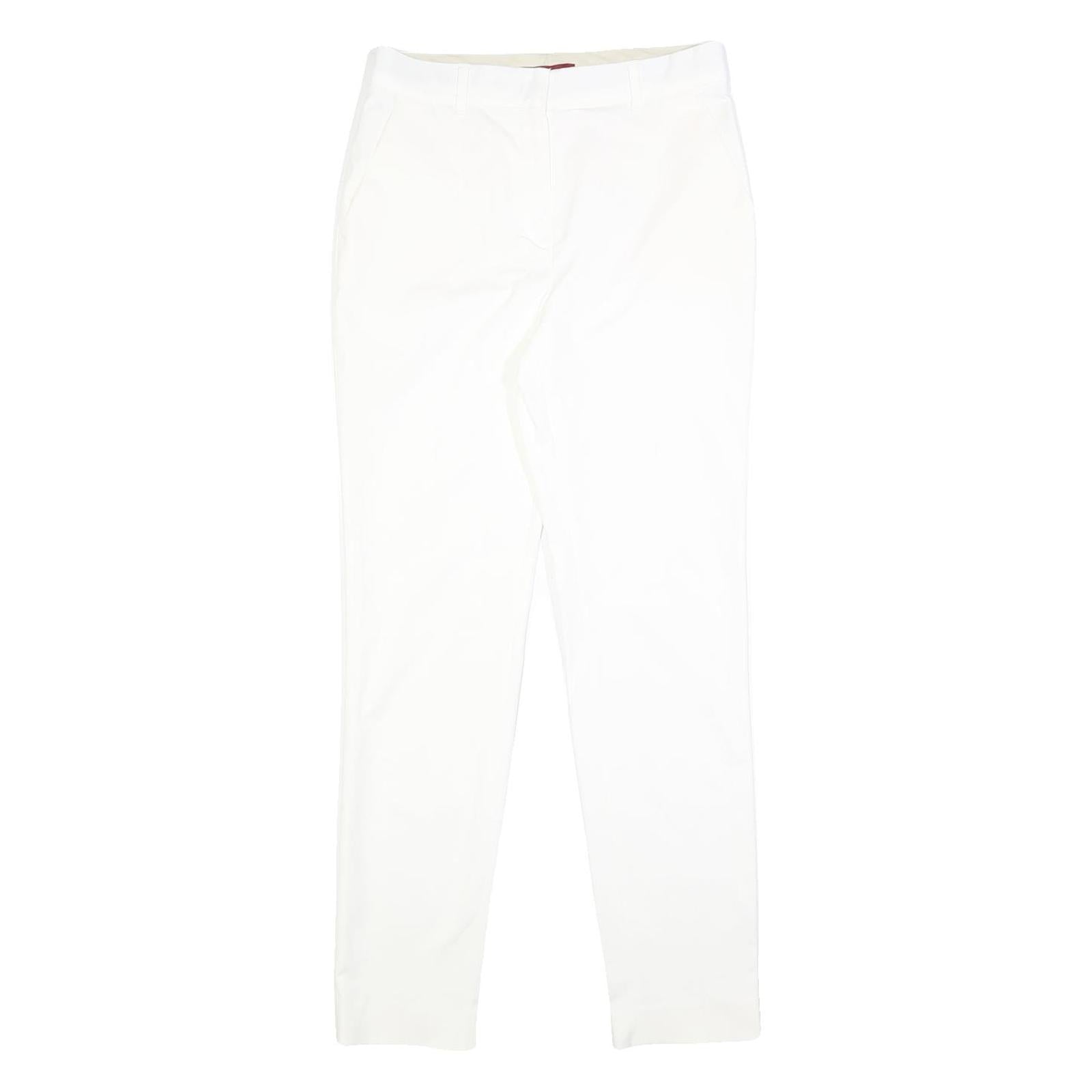 MAX MARA STUDIO Womens Cotton Blend White Slim Trousers W28 L28 Zip Closure