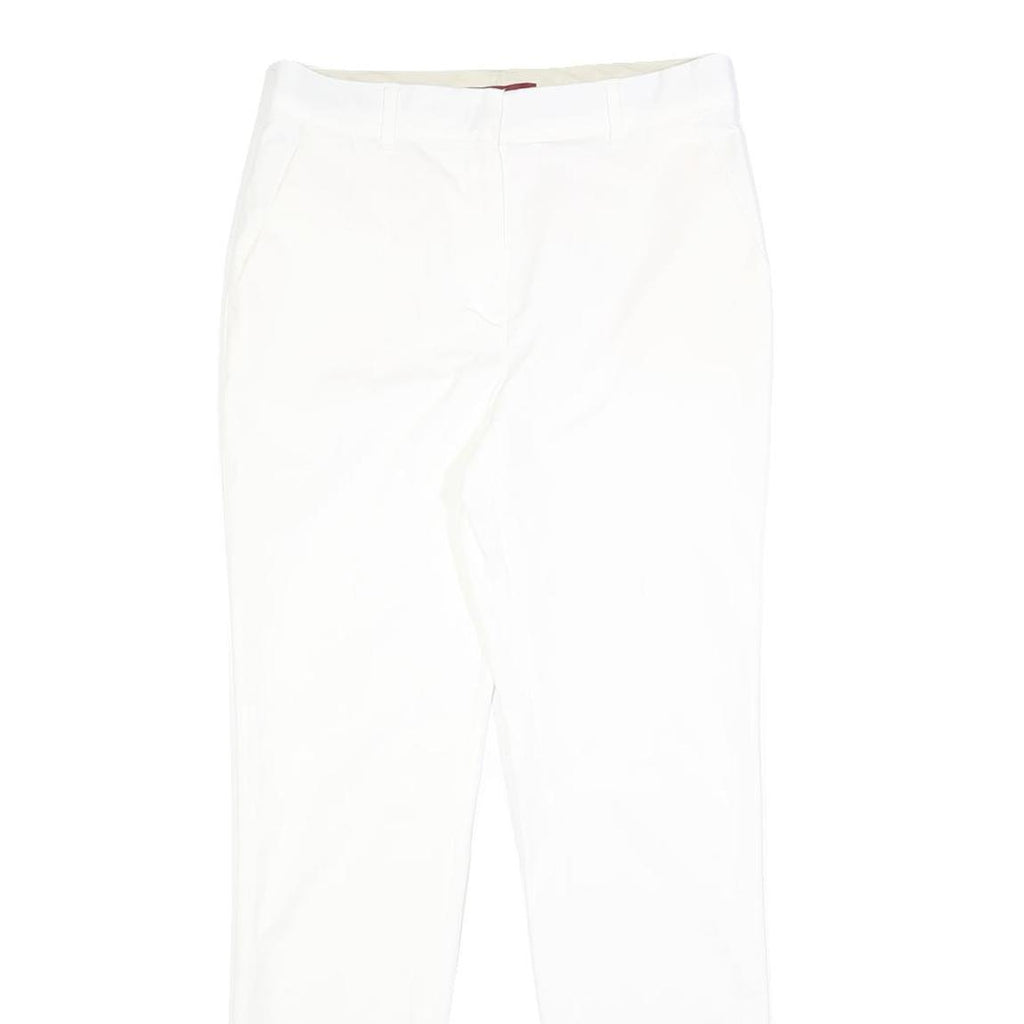 MAX MARA STUDIO Womens Cotton Blend White Slim Trousers W28 L28 Zip Closure