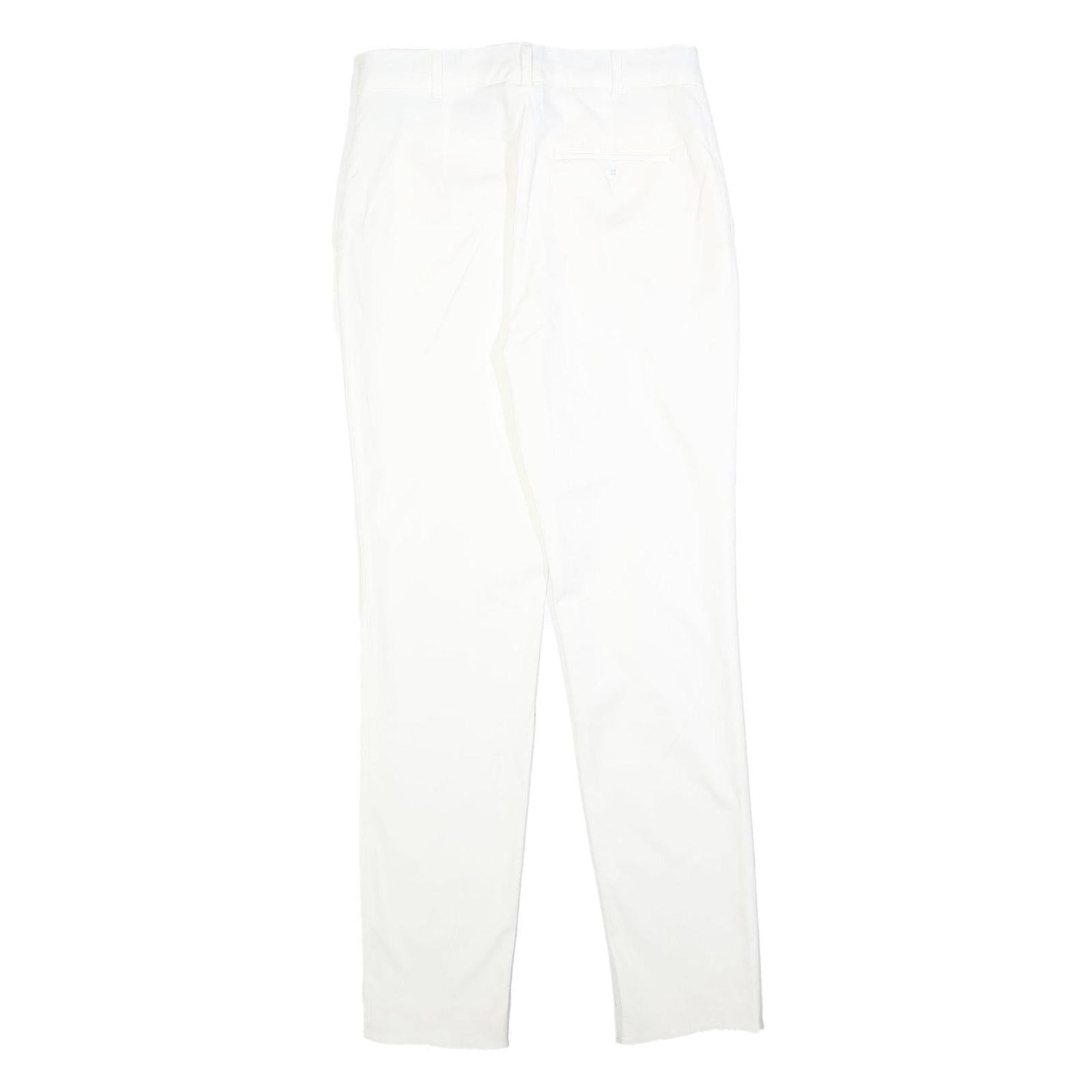 MAX MARA STUDIO Womens Cotton Blend White Slim Trousers W28 L28 Zip Closure