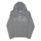 FILA Mens Grey Hoodie S Cotton Blend Pullover Logo Sweatshirt
