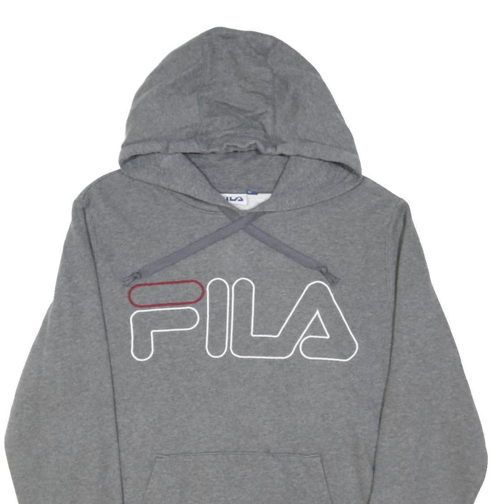 FILA Mens Grey Hoodie S Cotton Blend Pullover Logo Sweatshirt