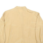 Womens Beige Basic Long Sleeve Button Neck Plain Top M Classic Loose Fit