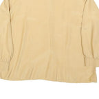 Womens Beige Basic Long Sleeve Button Neck Plain Top M Classic Loose Fit