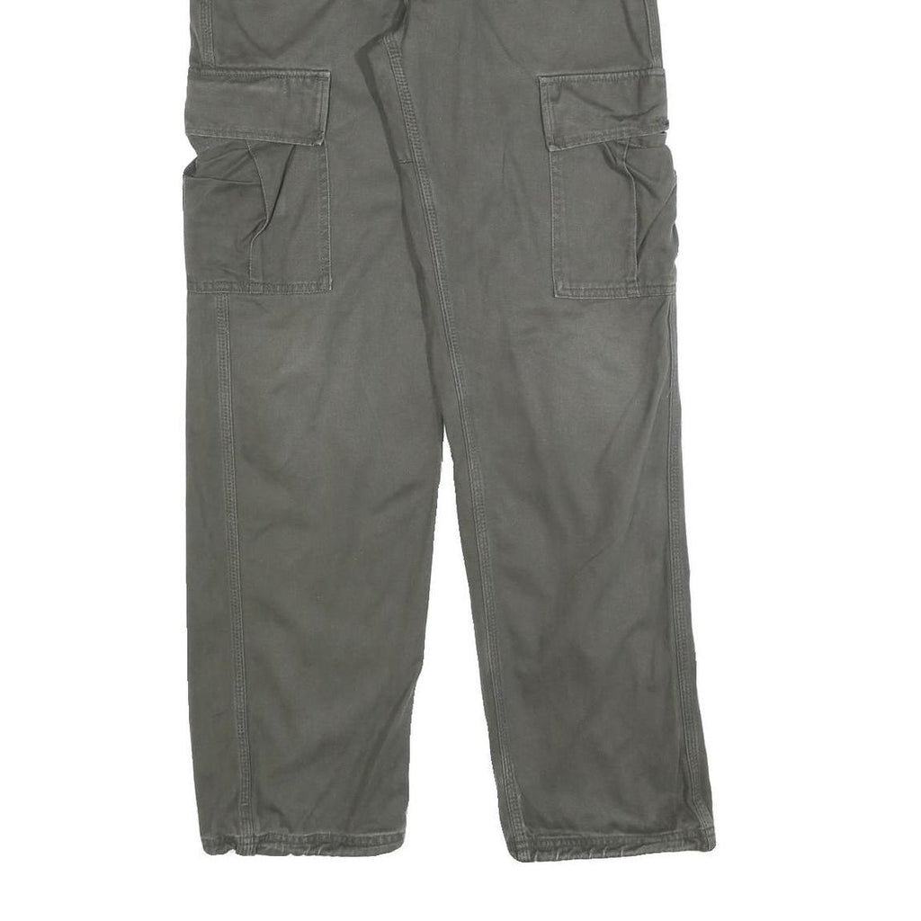ARMY TEX Mens Cotton Blend Grey Relaxed Cargo Trousers W30 L32 Zip Pocket