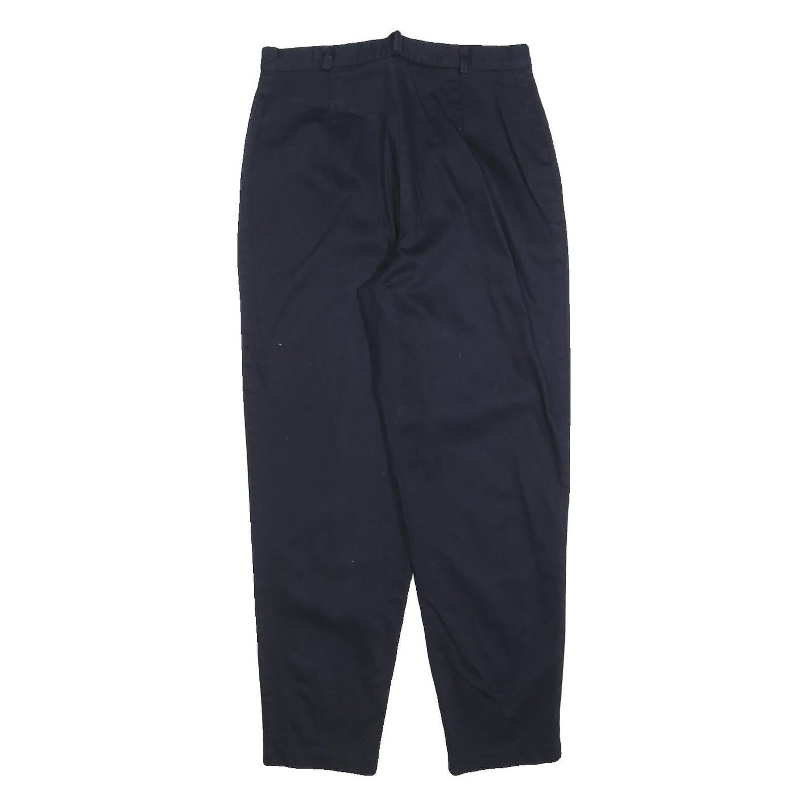 TRIBAL Womens Cotton Blend Navy Regular Fit Straight Trousers W28 L28 Zip