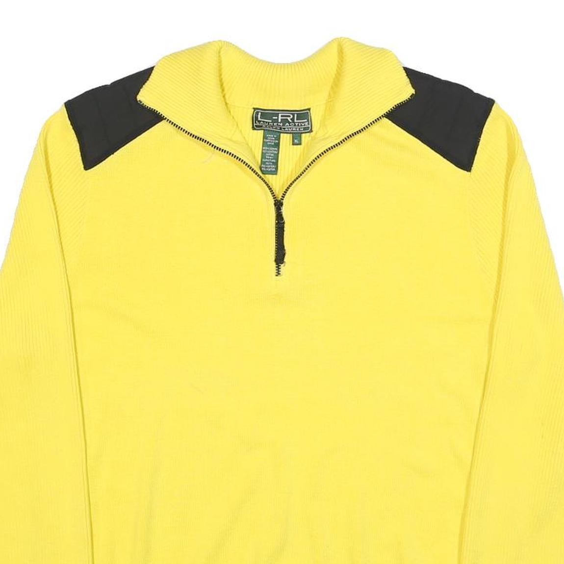 LAUREN RALPH LAUREN Womens Yellow & Black Plain Pullover Crew Neck Knit XL