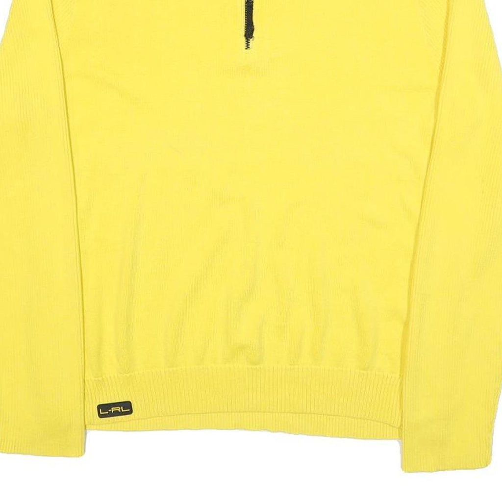 LAUREN RALPH LAUREN Womens Yellow & Black Plain Pullover Crew Neck Knit XL