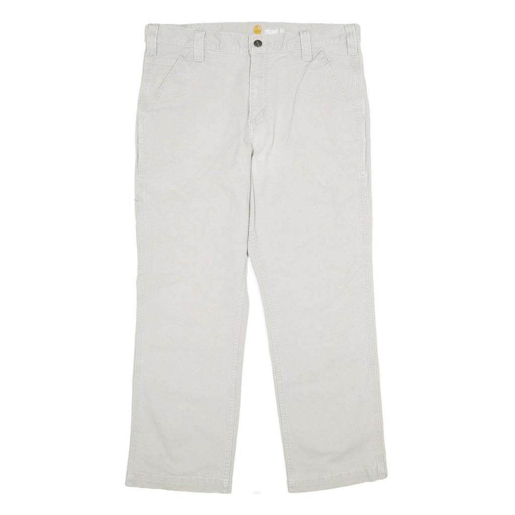 CARHARTT Mens Cotton Blend Beige Relaxed Fit Straight Leg Trousers W34 L28