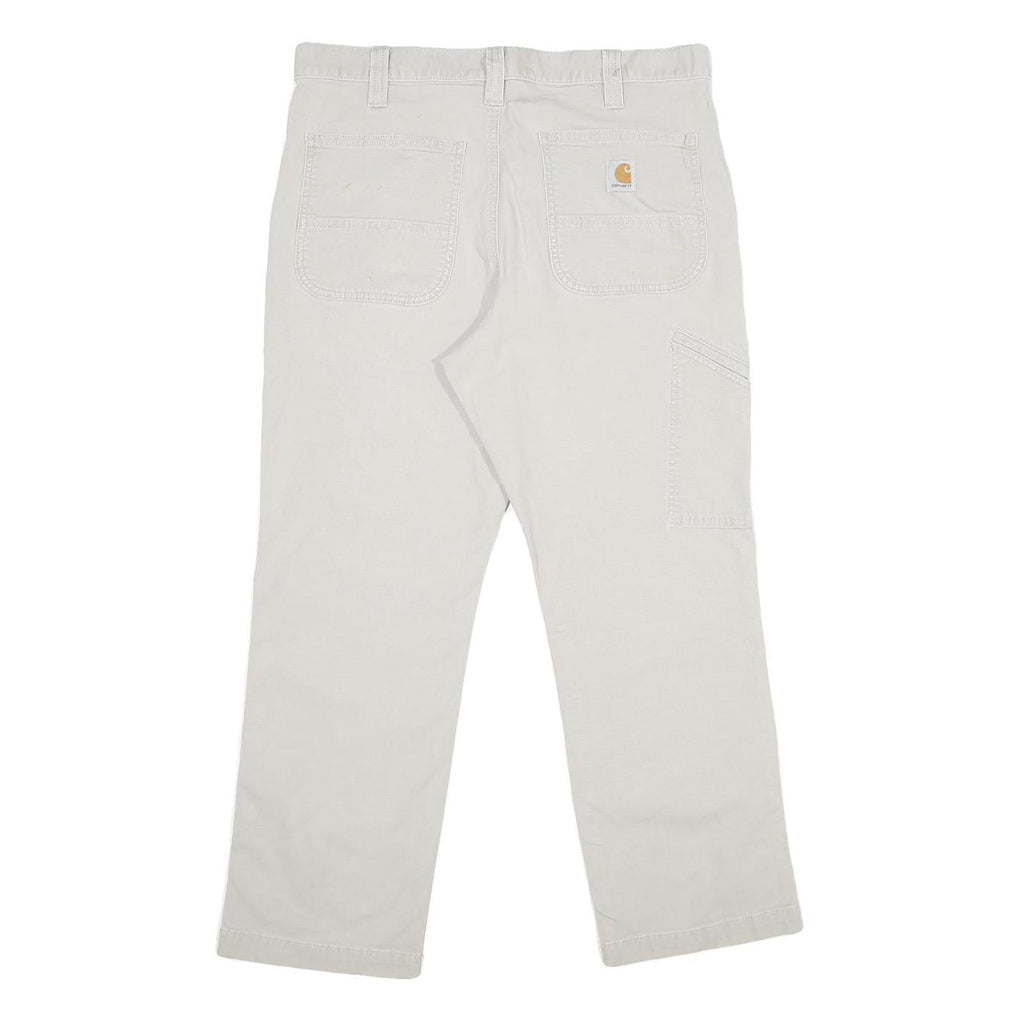 CARHARTT Mens Cotton Blend Beige Relaxed Fit Straight Leg Trousers W34 L28