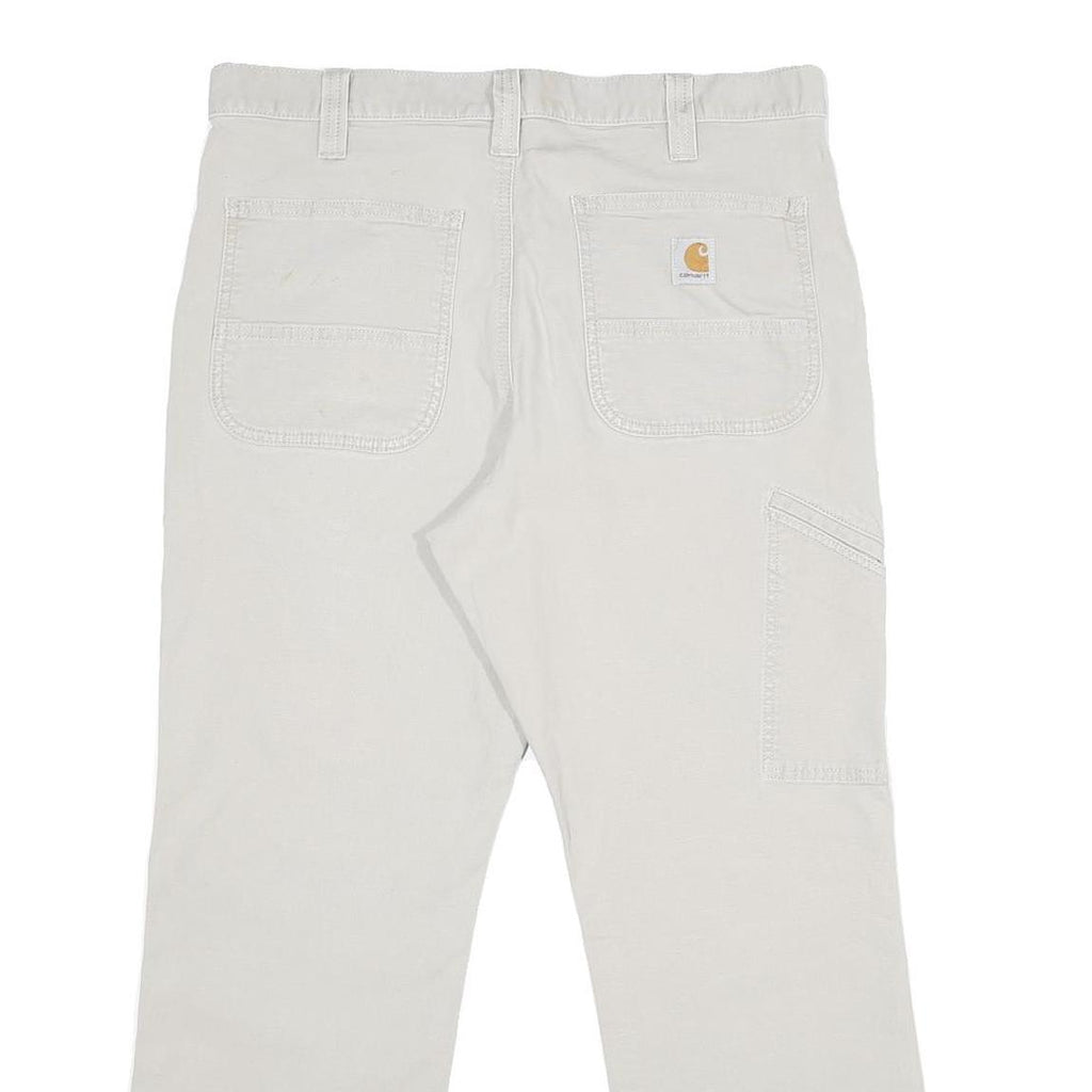 CARHARTT Mens Cotton Blend Beige Relaxed Fit Straight Leg Trousers W34 L28