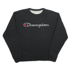 CHAMPION Mens Black Cotton Blend Crew Neck Sweatshirt M Logo Casual