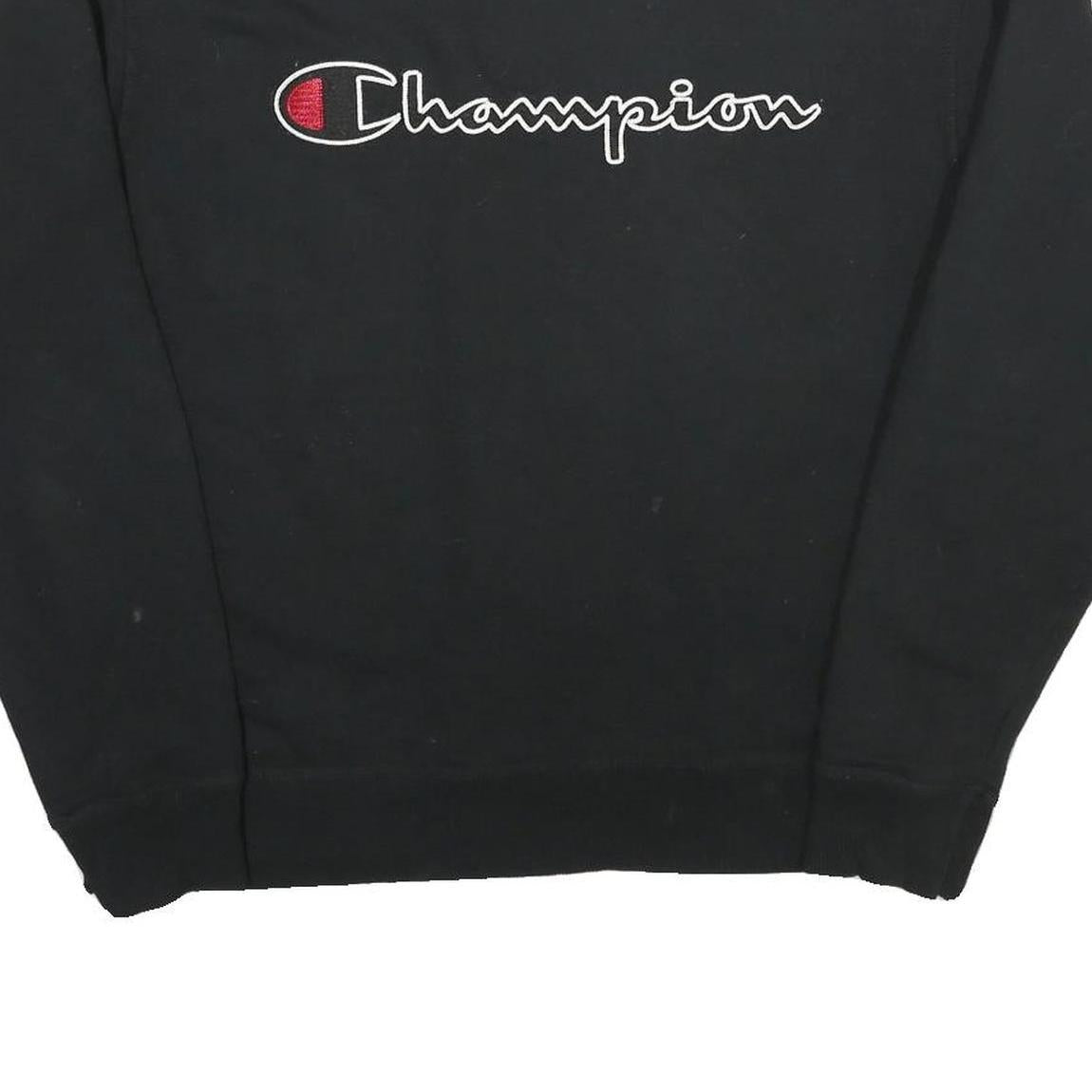CHAMPION Mens Black Cotton Blend Crew Neck Sweatshirt M Logo Casual
