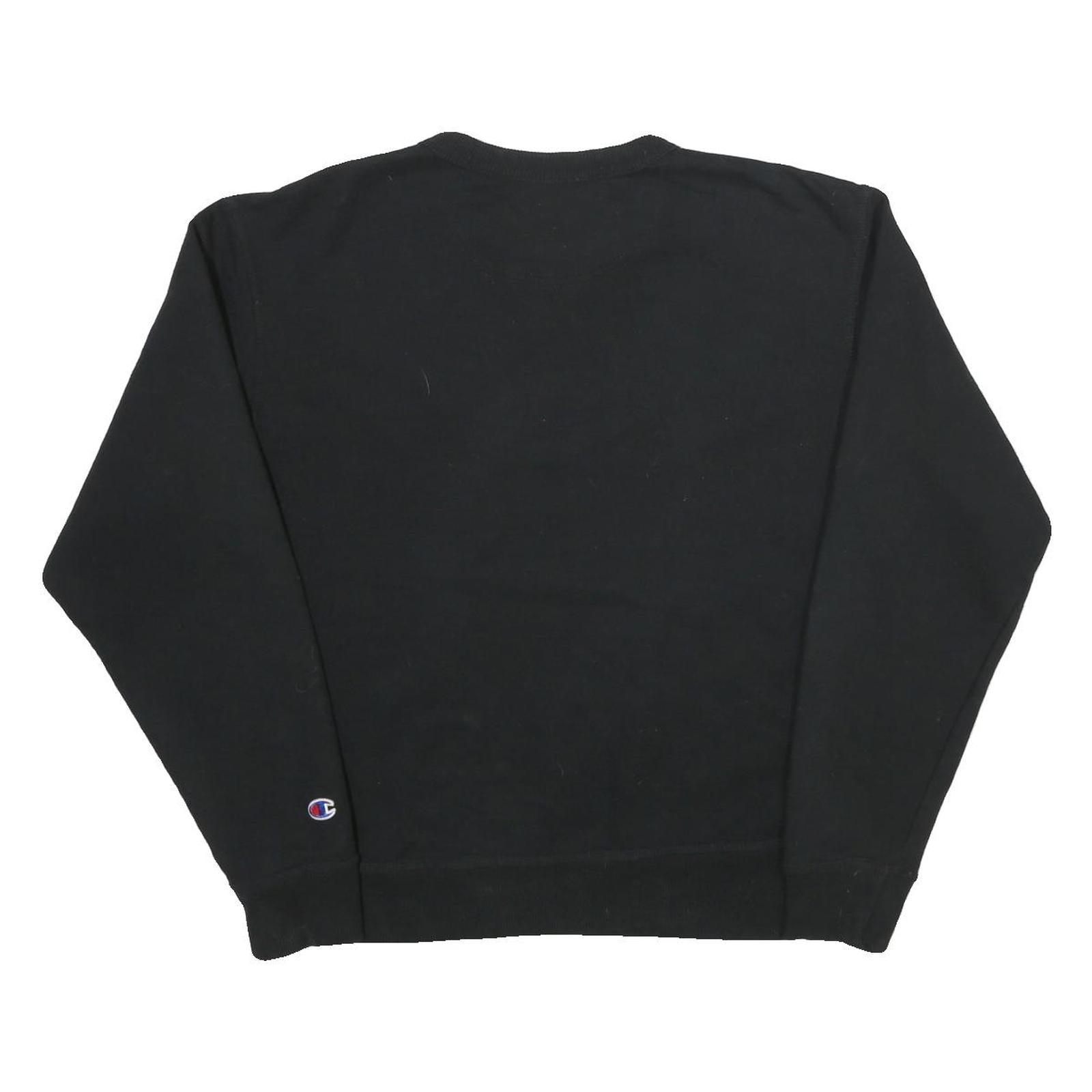 CHAMPION Mens Black Cotton Blend Crew Neck Sweatshirt M Logo Casual