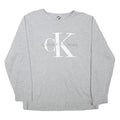 CALVIN KLEIN JEANS Mens Grey Crew Neck M Cotton Blend Pullover Logo Sweatshirt
